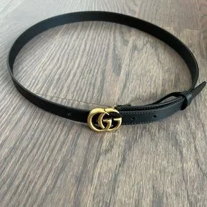 Gucci marmont thin leather belt with double gold Gs. Hardly worn!! Gucci | Accessories | Gucci Marmont Thin Leather Belt With  main image 2